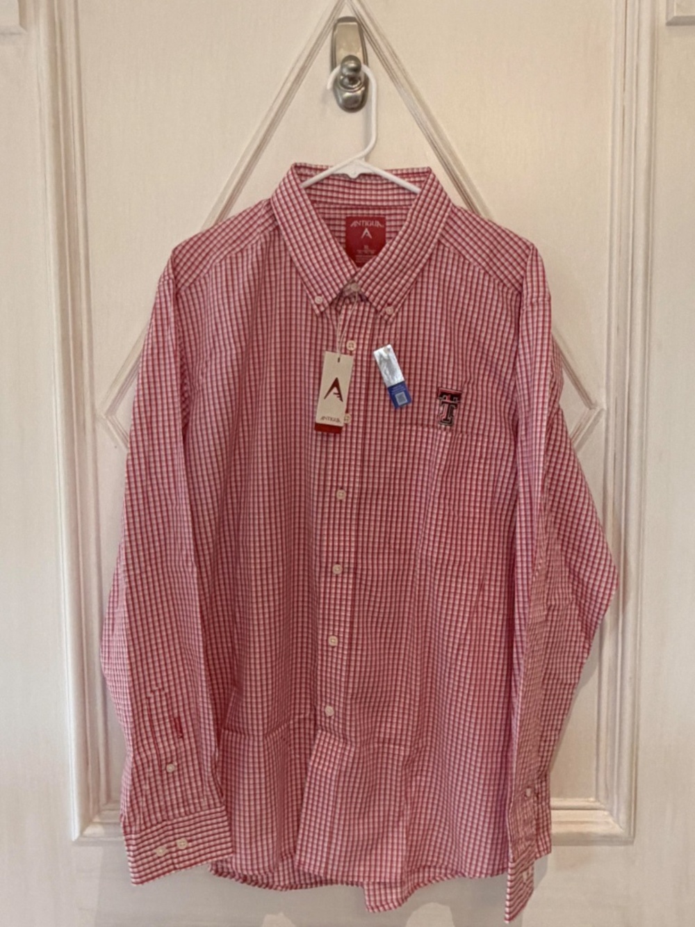 Antigua Texas Tech Red Plaid Button Down Shirt